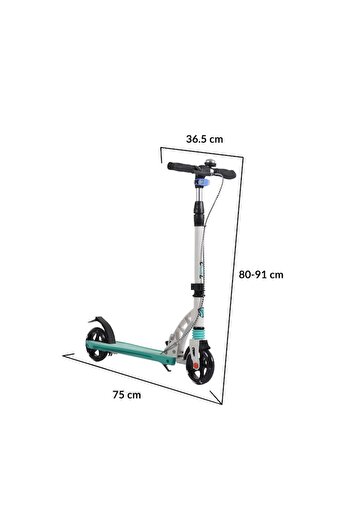 NOVOKIDS Folding Aluminum Scooter Cool Street Challenger, LED Wheels, Adjustable Height, Turquoise