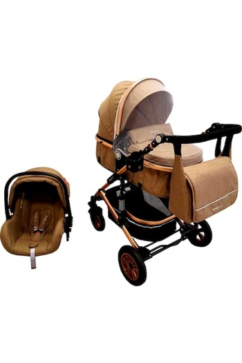 Baby Care 3-in-1 PRO 531 Stroller, With Included Baby Bag, Aluminum Frame Gold, Shock Absorbers, Ful