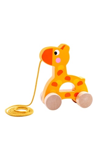 NOVOKIDS Educational Wooden Pull Toy NOVOKIDS™ My First Tiny Giraffe, With Wheels, Motor Skills, Pull Strin