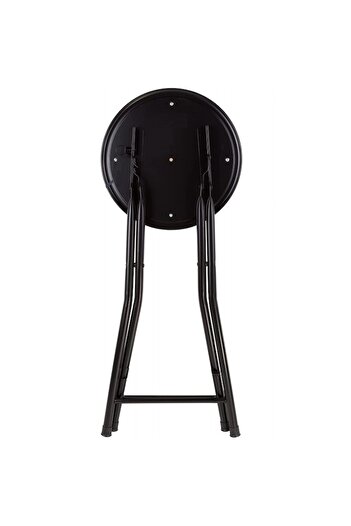 HouseXL Black Folding Tobouret, 30 cm, Ergonomic Design, Metal Legs, Black