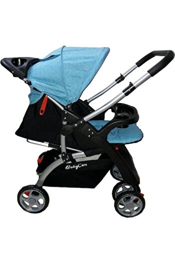 Baby Care Cărucior PRO C18 2 în 1, mâner reversibil, înclinare în 3 poziții, frână de picior, pliabil, albastru
