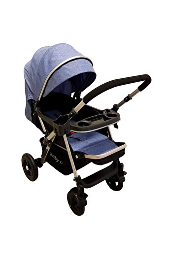 Baby Care Pro 511 - Cărucior 2 în 1 pentru nou-născuți, cadru din aluminiu, mâner reversibil, culoare blue jeans