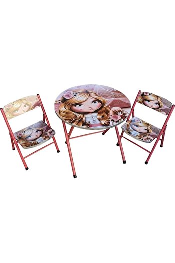 NOVOKIDS Children's Folding Table with Two Folding Chairs, Pink, Novokids™