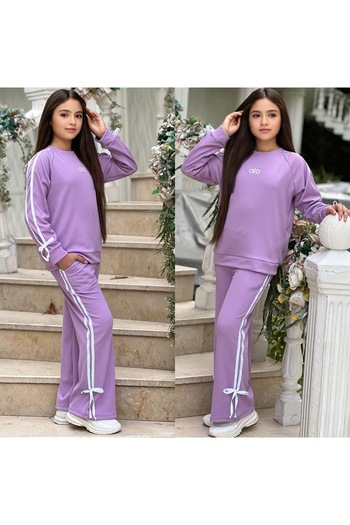 KOKOŞ BEBEK Ribbon Detailed Alo Ribbed 2-Piece Tracksuit Set - Age 6/16 - 31506