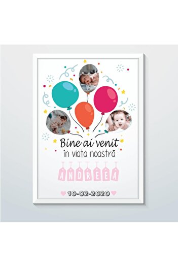 CrisPrint Tablou A4 Personalizat – Nounăscut, Familie, Mesaje Emoționante