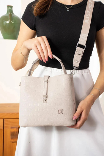 JP POLO Women's Original Just Polo Stone 3 Compartment Waterproof Crossbody and Shoulder Bag 22 X 20 cm