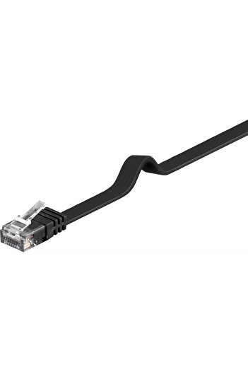 goobay UTP CAT6 flat cable, 0.5m black, copper patch cord, 2x RJ45