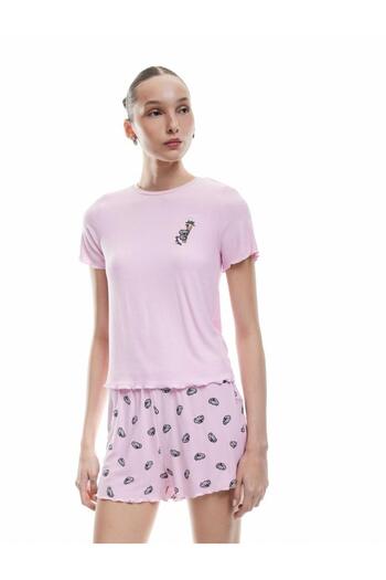 Koton Viscose Crew Neck Koala Printed Shorts Pajama Set (2025 Spring/Summer)