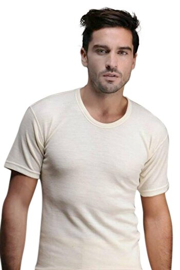 Hasyün Men's 75% Wool Short Sleeve Undershirt Undershirt Innerwear 100E- 2 Pieces