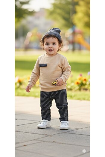 Yalçınoğlu Kids 1-4 Years Old Baby Children's Daily 2-Piece Seasonal Set | Sweatshirt and Pants Combination Comfortable and Stylish Design