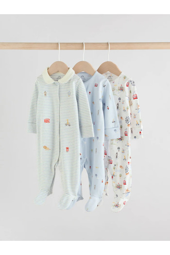 Next Baby 100% Organic Cotton Mevi Colored Animal Patterned Zippered 3-Piece Sleeping Bag Set Alyaw3049