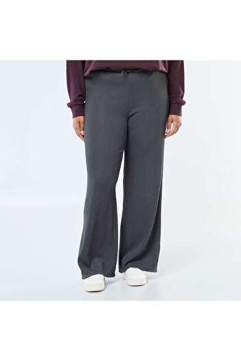 KIABI Wide-Leg Pleated Pants GREY