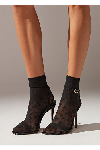 Calzedonia Leopard Patterned Thin Short Socks