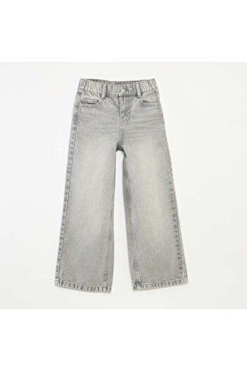 KIABI Wide-leg 5-pocket denim trousers GREY