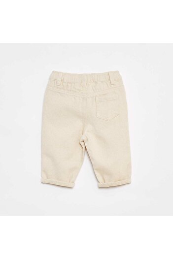 KIABI Paperbag twill 3/4 trousers WHITE