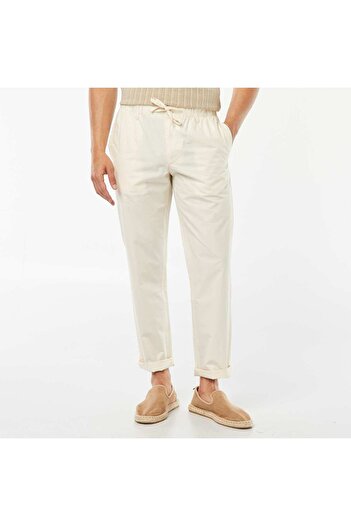 KIABI Straight-cut crisp poplin trousers WHITE