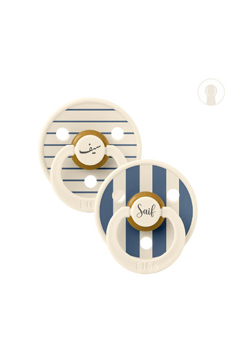 Bibs Colour Studio Pin 2 Pack - Latex - Ivory/Steel Blue - Size 2 (6-18 Months)