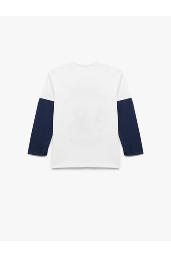 Koton Cotton Crew Neck Long Sleeve Printed T-Shirt