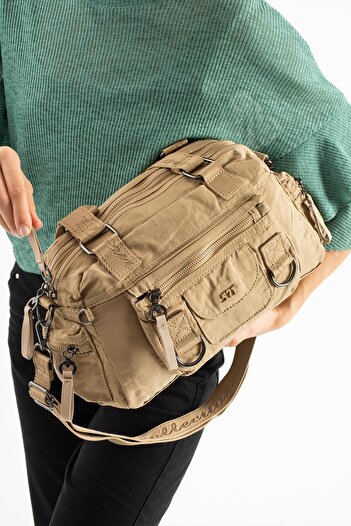 571 Collections Çanta Soft Textured Ultra-Lightweight, Flexible, and Waterproof Polyamide Fabric Shoulder and Arm Bag Mink Model: (57