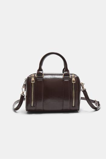 Stradivarius Leather effect bag with zips