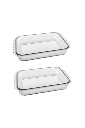 Marinex Set of 2 rectangular Forno baking trays made of heat-resistant glass 3.7l 36x22xh7cm