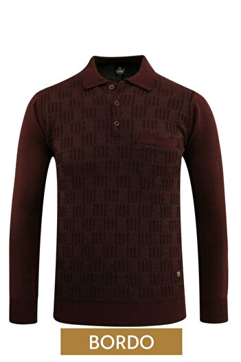 güncüoğlu Polo Collar Pocketed Steel Knit Men's Sweater