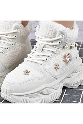 Tmall Women's sports shoes, with sheepskin lining, D1456, White