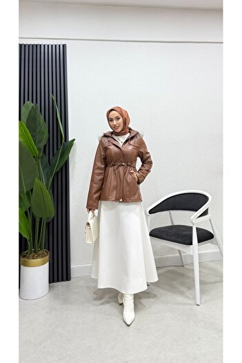 BURCU TESETTÜR Cebi Fermuarlı Beli Bağıcıklı Mont 62633
