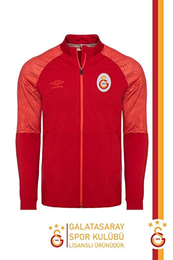 Galatasaray Original Licensed Full Zipper Stand Collar Red Sweatshirt with Wooden Box