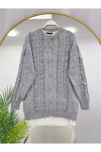 YEDİLALE Firfir Detailed Buttoned Knitwear Cardigan [78 cm Medium]