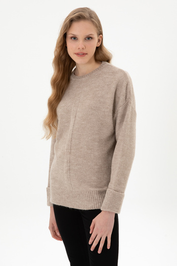 U.S. Polo Assn. Women's Beige Sweater With Double Cuffs