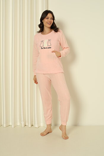 Wordex Fwn 04-3302 Plush Welsoft Fleece Winter Soft Rabbit Women's Pajama Set