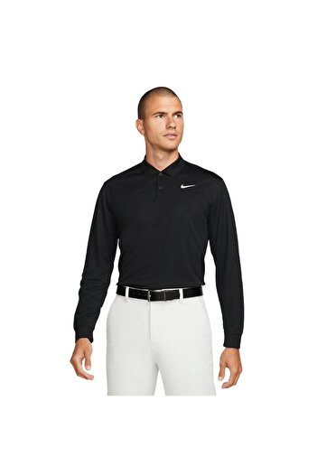 Nike Dri-Fit Victory Black Men's Long Sleeve Polo Golf T-Shirt Dn2344-010