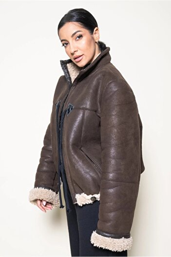 LAB 22 Vintage Fur Coat with Drawstring