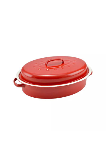 Perfect Home Enameled Pan with Lid for Cooking Duck 37x26 cm