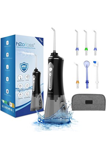 h2ofloss H2oflossS portable and rechargeable, gentle teeth whitening, IPX7 waterproof (P11Black)