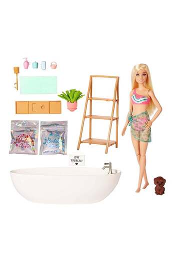 Barbie Doll & Bathtub Playset, Blonde, Confetti Soap & Accessories