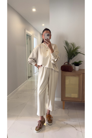 BİRCANÇİL Marla Stone Long Sleeve Pants Modal Set