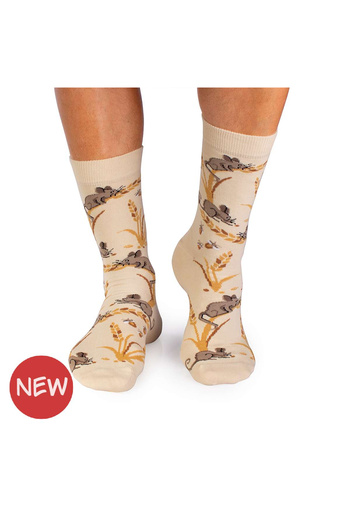 Pirin Hill Cotton Socks Autumn Tales Mouse Ecru