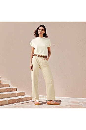 FAV Ribbed High Neck Top with Extended Sleeves
