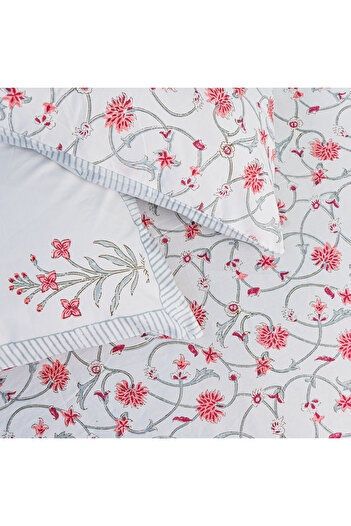 SARAS LABEL Heritage Block Print 100% Cotton Percale Bedsheet with 2 Pillowcases