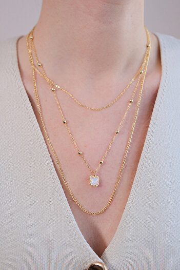 AURRARİ Gold 3-Piece Butterfly Necklace
