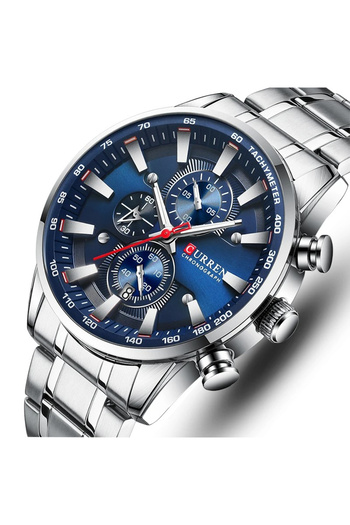 Curren Men's Watch Elegant Casual Quartz Fashion Silver/Blue