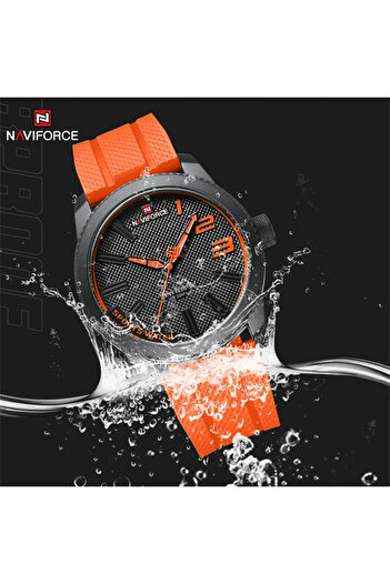 Naviforce Men's Watch Military Sport Quartz Analog Silicone Orange