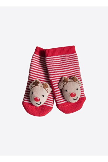 kitikate Organic Striped Towel Socks Red