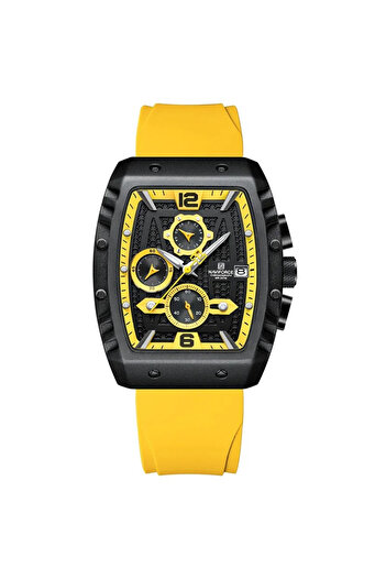 Naviforce Men's Watch Sport Casual Quartz Analog Silicone Chronograph Yellow