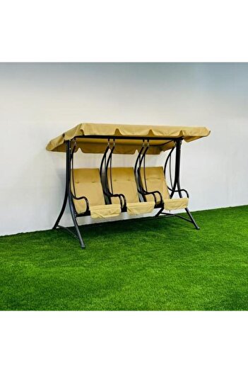 Family Ship Garden Swing with Canopy for 3 Persons - Beige