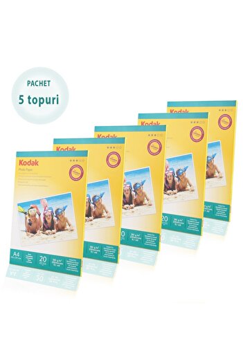 Kodak Pack of 5 glossy photo paper tops, 180 g A4, 100 sheets