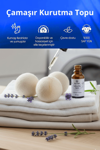 Reyo 3-Pack Laundry Wool Dryer Balls + 100% Pure Lavender Essential Oil Gift
