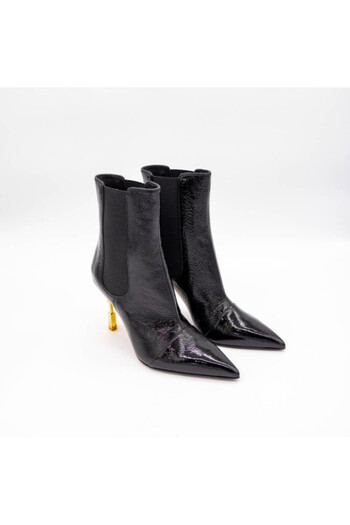 BALMAIN Patent Leather Ankle Boots Black